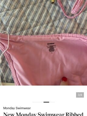 Monday Swimwear Pink Ribbed Bikini Bottom